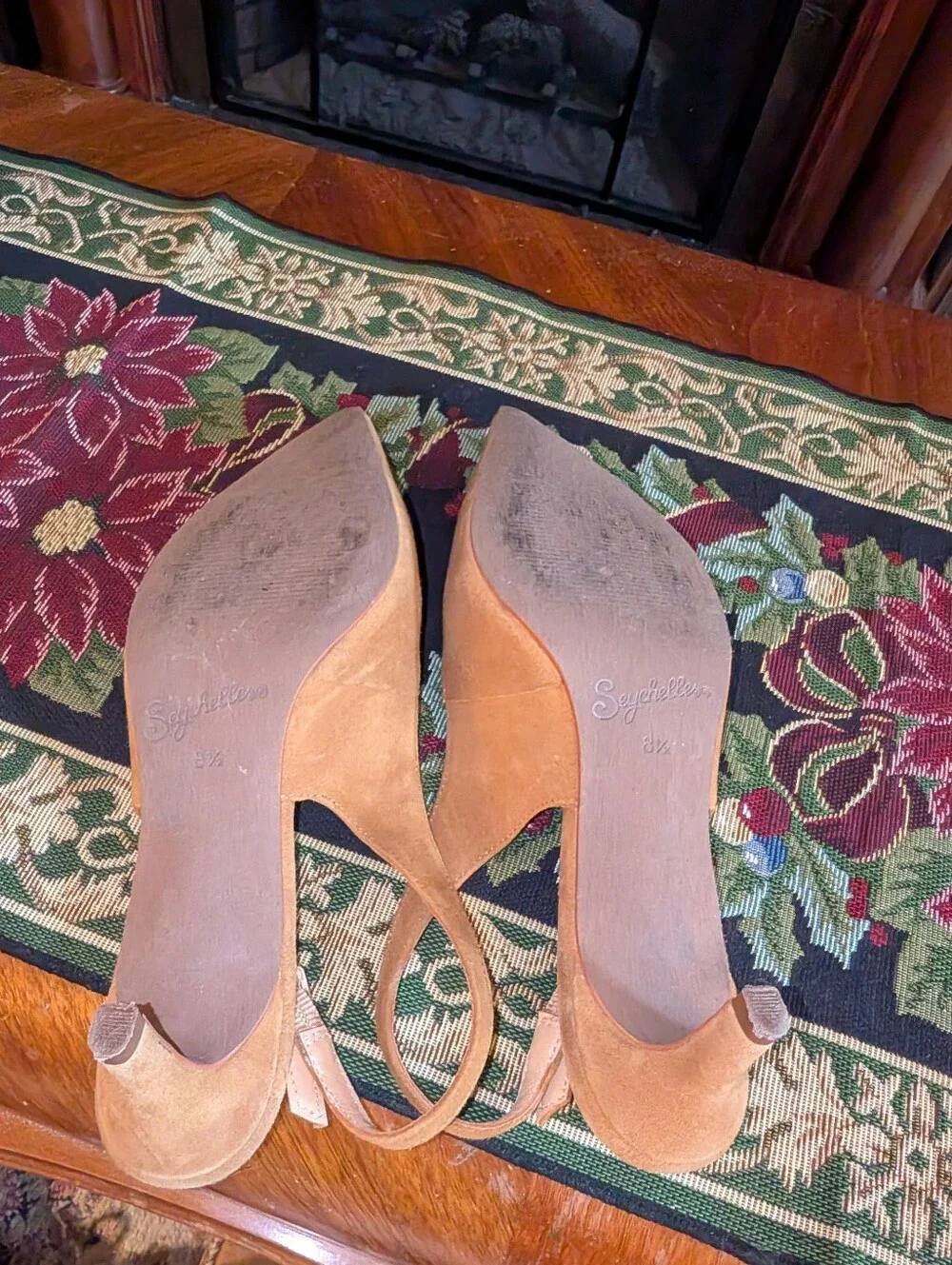 Seychelles Tan Suede Slingback Kitten Heels